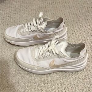 Nike Women's Waffle One White and Tan Sneakers - Size 7.5